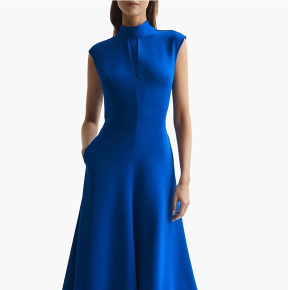 Reiss Dresses & Skirts - NWOT- Reiss Livvy Mock Neck Open Back Fit & Flare Dress